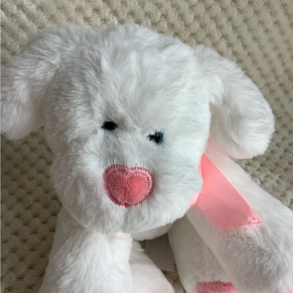 Animal Adventure Plush White Pink Heart Nose Puppy Dog Valentines Stuffed Animal - Picture 2 of 11